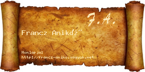 Francz Anikó névjegykártya